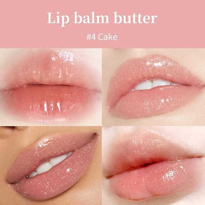 URQT LIP BUTTER BALM, HYDRATING, NOURISHING & SOFTENING LIP CARE WITH NATURAL OILS & FRUIT EXTRACTS, LONG-LASTING MOISTURE, NON-STICKY SHINE, SOFTEN DRY LIPS LIP CARE (#4 CAKE (GLITTER) - Image 1